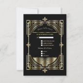 Royal Gold Fleur-de-lis Great Gatsby Wedding RSVP Karte (Vorderseite)
