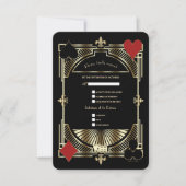 Royal Gold Fleur-de-lis Great Gatsby Wedding RSVP Karte (Vorderseite)