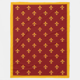 Royal Gold Fleurs de Lis on Royal Garnet Fleecedecke