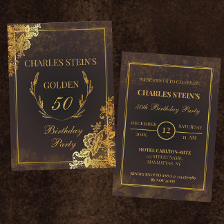 Royal Gold Floral Border Birthday Einladung