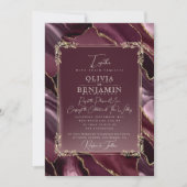 Royal Gold Frame Floorales & Agate Marble Wedding Einladung (Vorderseite)
