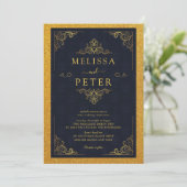Royal Gold Glitter  Wedding Einladung (Stehend Vorderseite)