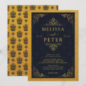 Royal Gold Glitter  Wedding Einladung (Vorne/Hinten)