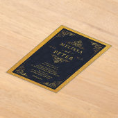 Royal Gold Glitzer Verziert Wedding Acryleinladungen (Ablage )