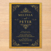 Royal Gold Glitzer Verziert Wedding Acryleinladungen (Vorderseite)