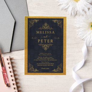 Royal Gold Glitzer Verziert Wedding Pergament Einladungen