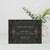 Royal Gold Great Gatsby 20er Brautparty Save The Date (Stehend Vorderseite)