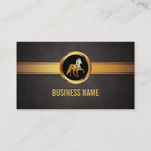 Royal Gold Horse Dark Leather Business Card Visitenkarte