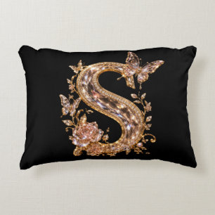 Royal Gold Kristall Buchstabe S Luxus Monogramm Dekokissen