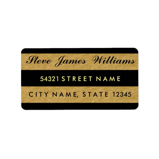 Royal Gold Leaf Black Stripes Address Labels Adressaufkleber (Vorne)