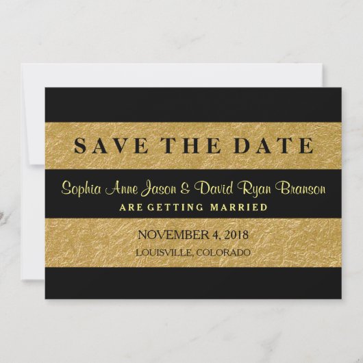 Royal Gold Leaf Streifen Hochzeit SPAREN DAS DATUM Save The Date (Vorderseite)