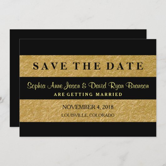 Royal Gold Leaf Streifen Hochzeit SPAREN DAS DATUM Save The Date (Vorne/Hinten)