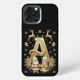 Royal Gold Letter A Luxury Black iPhone 13 Pro Max Hülle