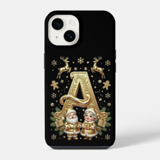 Royal Gold Letter A Luxury Black iPhone 14 Tough  Hülle