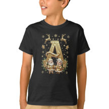 Royal Gold Letter A Luxury Kids Christmas Shirt