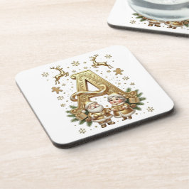 Royal Gold Letter A Luxury Unisex Coaster Set Getränkeuntersetzer