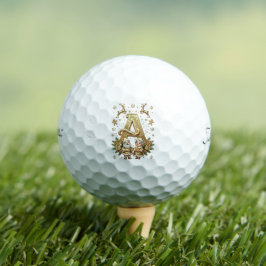 Royal Gold Letter A Luxury Unisex Golf Balls Set Golfball