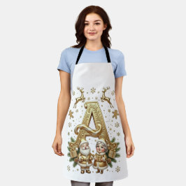 Royal Gold Letter A Luxury Unisex Holiday Apron Schürze