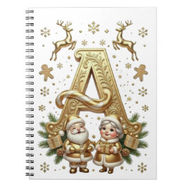 Royal Gold Letter A Luxury Unisex Spiral Notebook Notizblock