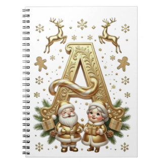 Royal Gold Letter A Luxury Unisex Spiral Notebook Notizblock