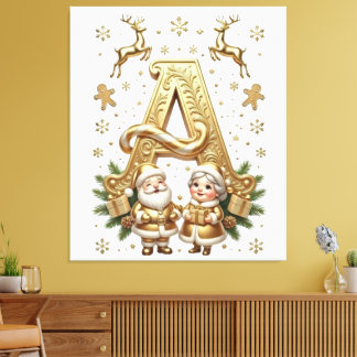 Royal Gold Letter A Luxury Unisex Wrapped Canvas Leinwanddruck