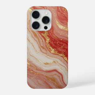 Royal Gold Marmor Fluss ✨ Rote Wirbel Luxus Abstra iPhone 15 Pro Hülle