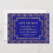 Royal Gold Navy Blue Great Gatsby 20s Wedding Save The Date (Vorderseite)