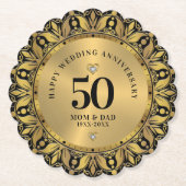 Royal Gold Ornamental Frame Wedding Jubiläum 2 Untersetzer (Vorderseite)
