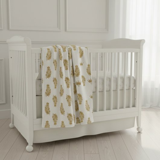 Royal Gold Palm & Crown Muster Benutzerdefiniert S Sherpadecke