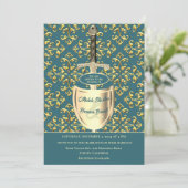 Royal Gold Pattern Hochzeitseinladung Einladung (Stehend Vorderseite)