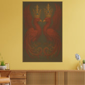 Royal Gold Phoenix Paar · Luxus-Feinart-Leinwand Leinwanddruck (Insitu (Wohnzimmer))