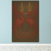 Royal Gold Phoenix Paar · Luxus-Feinart-Leinwand Leinwanddruck (Insitu (Holzboden))