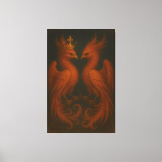 Royal Gold Phoenix Pair · Luxury Fine Art Canvas Leinwanddruck (Vorderseite)