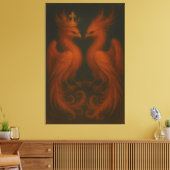 Royal Gold Phoenix Pair · Luxury Fine Art Canvas Leinwanddruck (Insitu (Wohnzimmer))