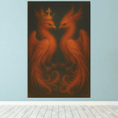 Royal Gold Phoenix Pair · Luxury Fine Art Canvas Leinwanddruck (Insitu (Holzboden))