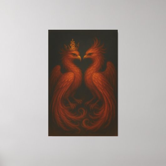 Royal Gold Phoenix Pair · Luxury Fine Art Canvas Leinwanddruck (Vorderseite)
