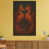 Royal Gold Phoenix Pair · Luxury Fine Art Canvas Leinwanddruck (Insitu (Wohnzimmer))