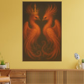 Royal Gold Phoenix Pair · Luxury Fine Art Canvas Leinwanddruck (Insitu (Wohnzimmer))