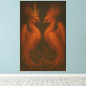 Royal Gold Phoenix Pair · Luxury Fine Art Canvas Leinwanddruck (Insitu (Holzboden))