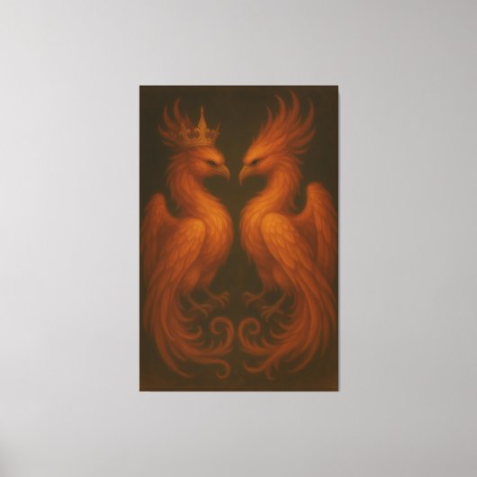 Royal Gold Phoenix Pair · Luxury Fine Art Canvas Leinwanddruck (Vorderseite)
