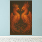 Royal Gold Phoenix Pair · Luxury Fine Art Canvas Leinwanddruck (Insitu (Holzboden))