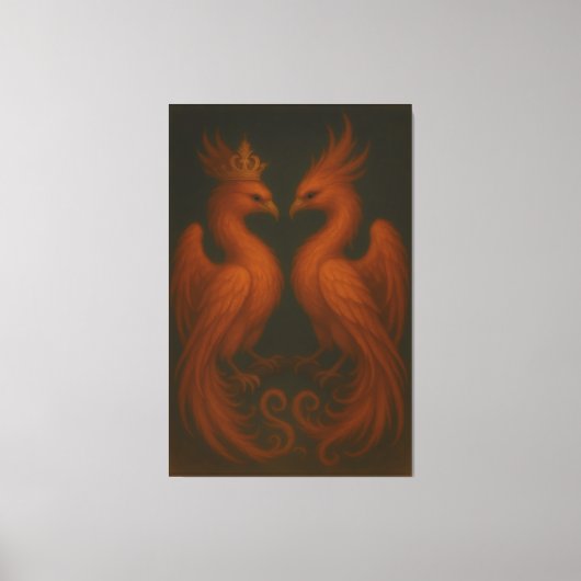 Royal Gold Phoenix Pair · Luxury Fine Art Canvas Leinwanddruck (Vorderseite)