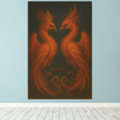 Royal Gold Phoenix Pair · Luxury Fine Art Canvas Leinwanddruck (Insitu (Holzboden))