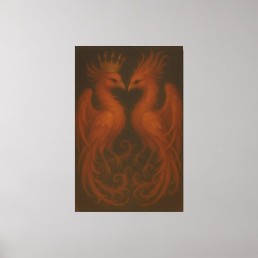 Royal Gold Phoenix Pair · Luxury Fine Art Canvas Leinwanddruck (Vorderseite)