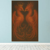 Royal Gold Phoenix Pair · Luxury Fine Art Canvas Leinwanddruck (Insitu (Holzboden))