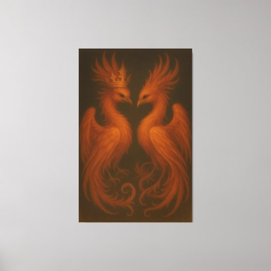 Royal Gold Phoenix Pair · Luxury Fine Art Canvas Leinwanddruck (Vorderseite)