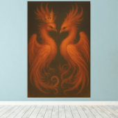 Royal Gold Phoenix Pair · Luxury Fine Art Canvas Leinwanddruck (Insitu (Holzboden))