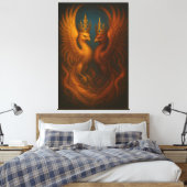Royal Gold Phoenix Pair · Luxury Fine Art Canvas Leinwanddruck (Insitu (Schlafzimmer))