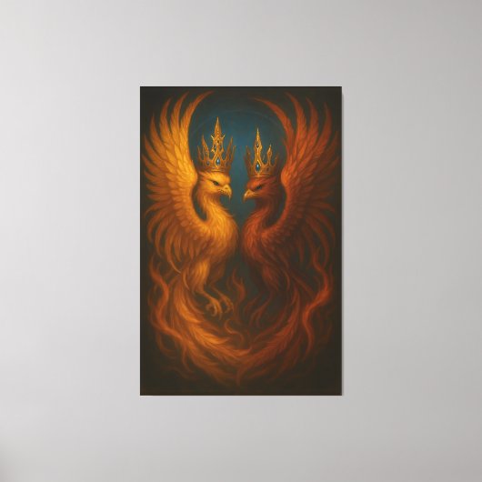 Royal Gold Phoenix Pair · Luxury Fine Art Canvas Leinwanddruck (Vorderseite)