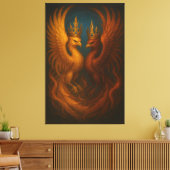 Royal Gold Phoenix Pair · Luxury Fine Art Canvas Leinwanddruck (Insitu (Wohnzimmer))
